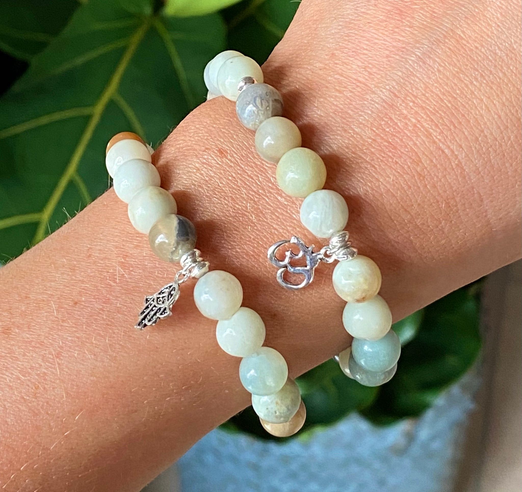 Armband amazonit & Aum i silver
