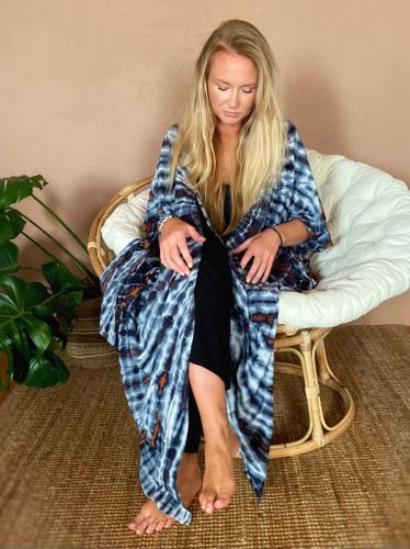 Tie dye kaftan blå/brun/vit