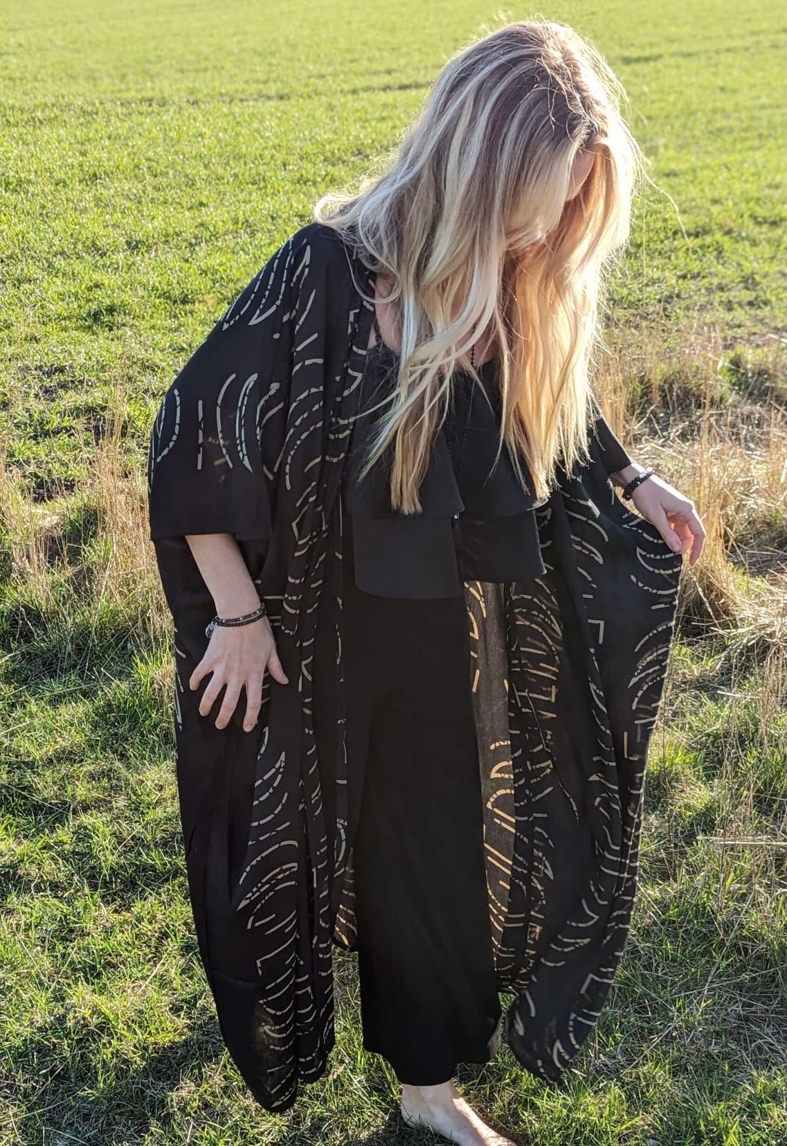 Moonphase kaftan svart