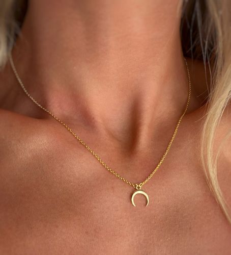 Halsband guldpläterad "halvmåne" i silver 925