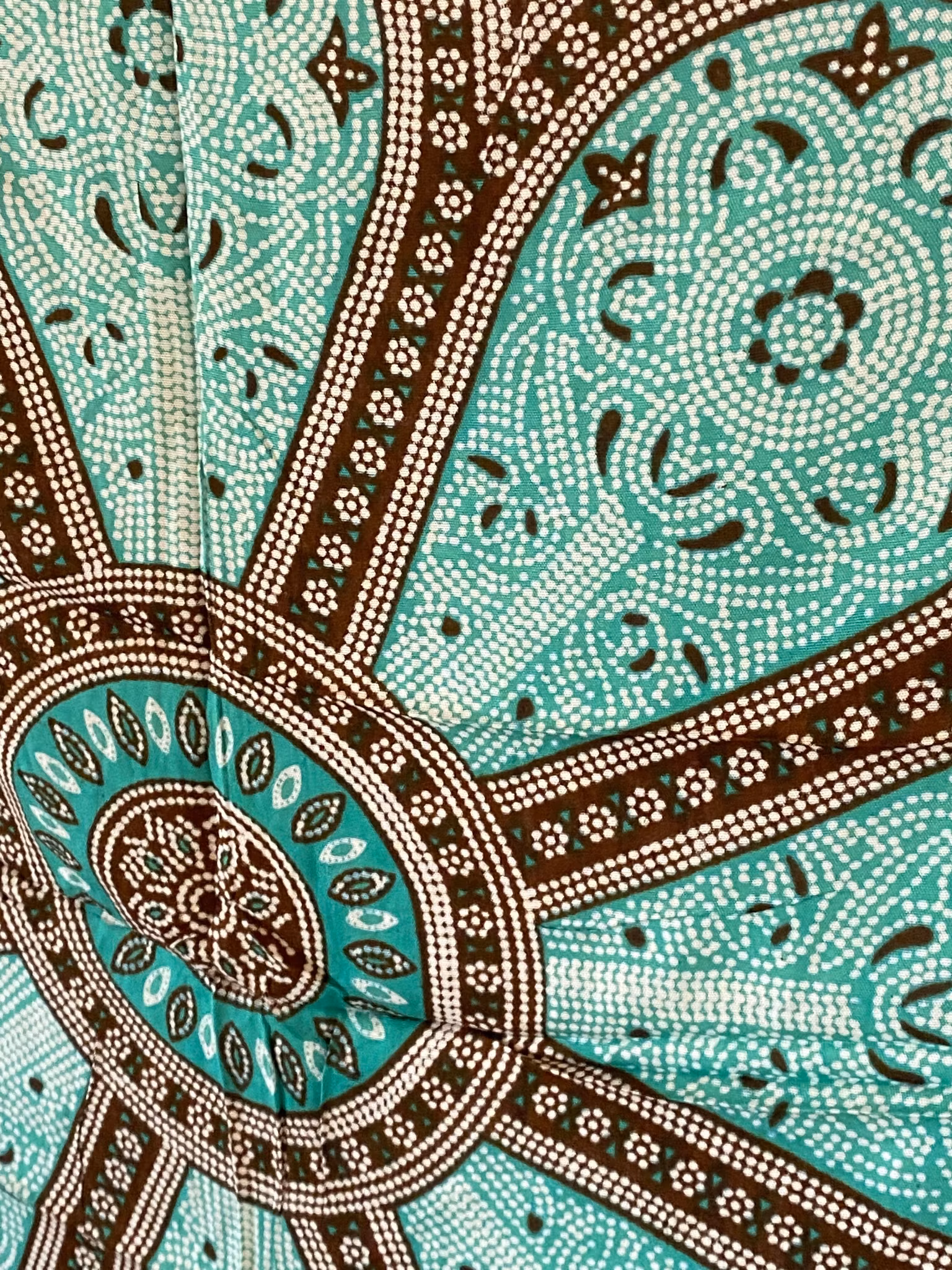 Sarong patma turkos/brun/vit