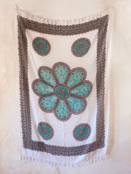 Sarong patma turkos/brun/vit