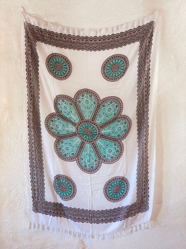 Sarong patma turkos/brun/vit