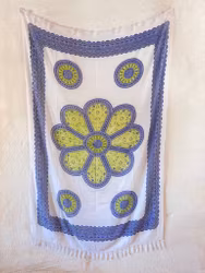 Sarong patma blå/lime/vit