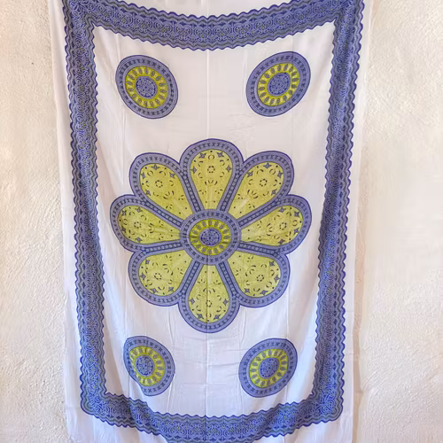 Sarong patma blå/lime/vit