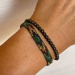 Armband miyuki pärlor grön/brun/blå