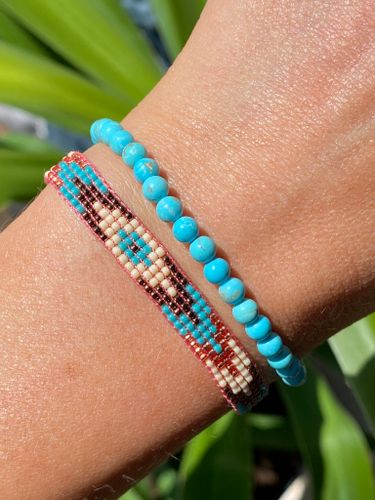 Armband miyuki pärlor turkos/rosa/creme