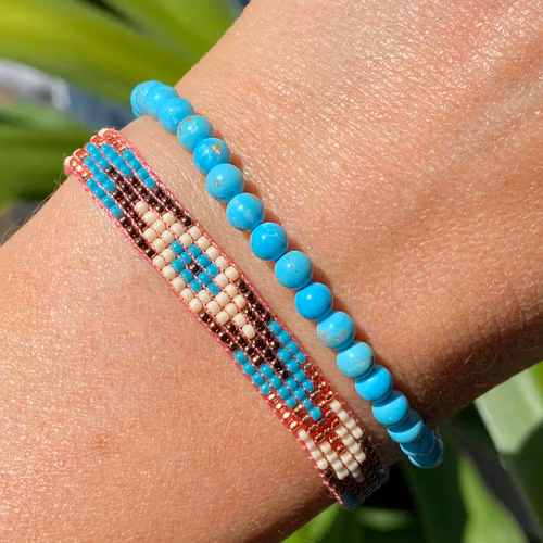 Armband miyuki pärlor turkos/rosa/creme