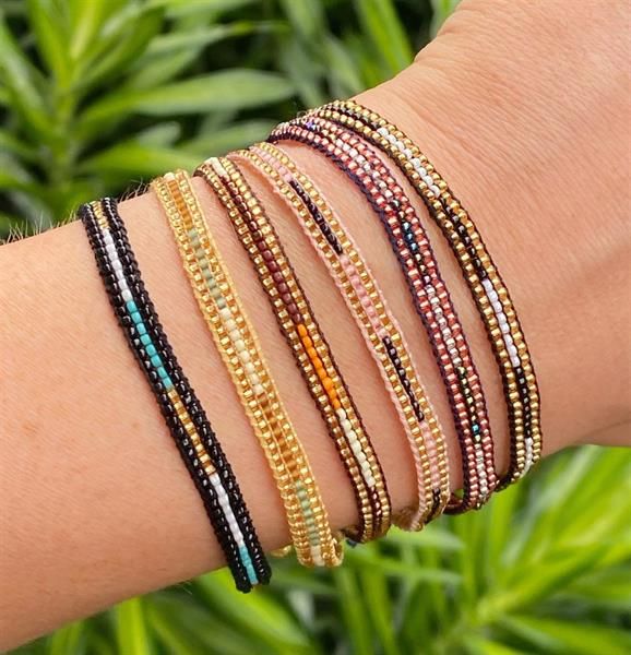 Armband miyuki pärlor brun/orange/guld