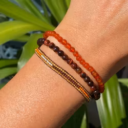 Armband miyuki pärlor brun/orange/guld