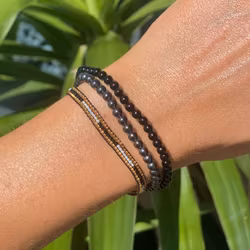 Armband miyuki pärlor guld/svart/vit