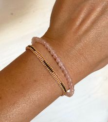 Armband miyuki pärlor rosa/svart/guld