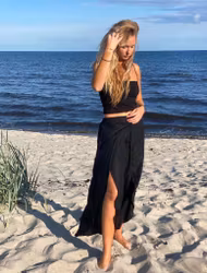 Vida byxor med slits svart