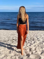 Vida byxor med slits terracotta