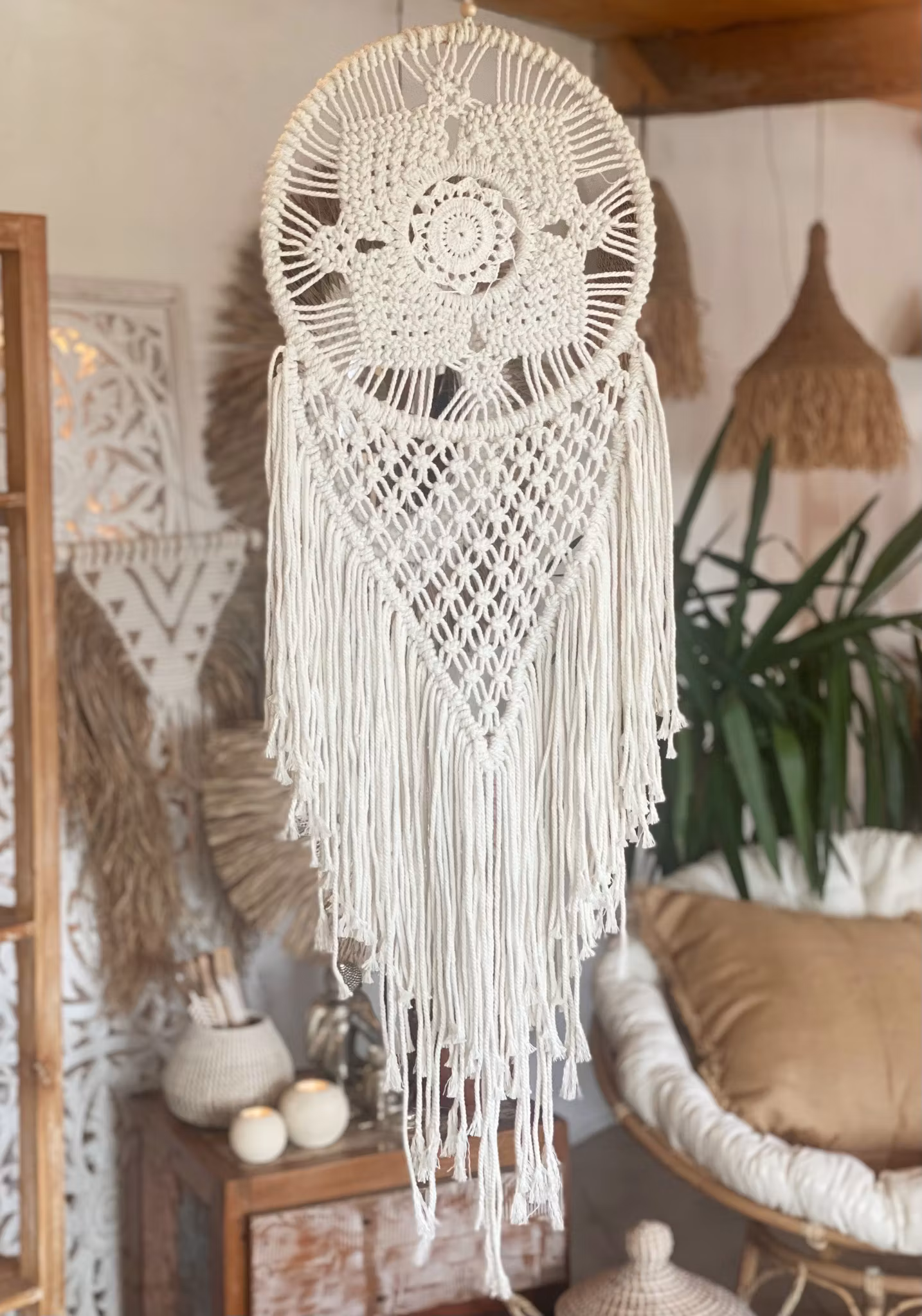 Stor, virkad drömfångare / deco
