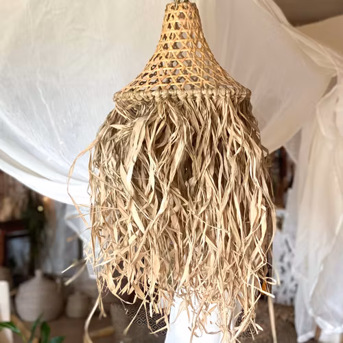 Lampskärm rotting och raffia liten