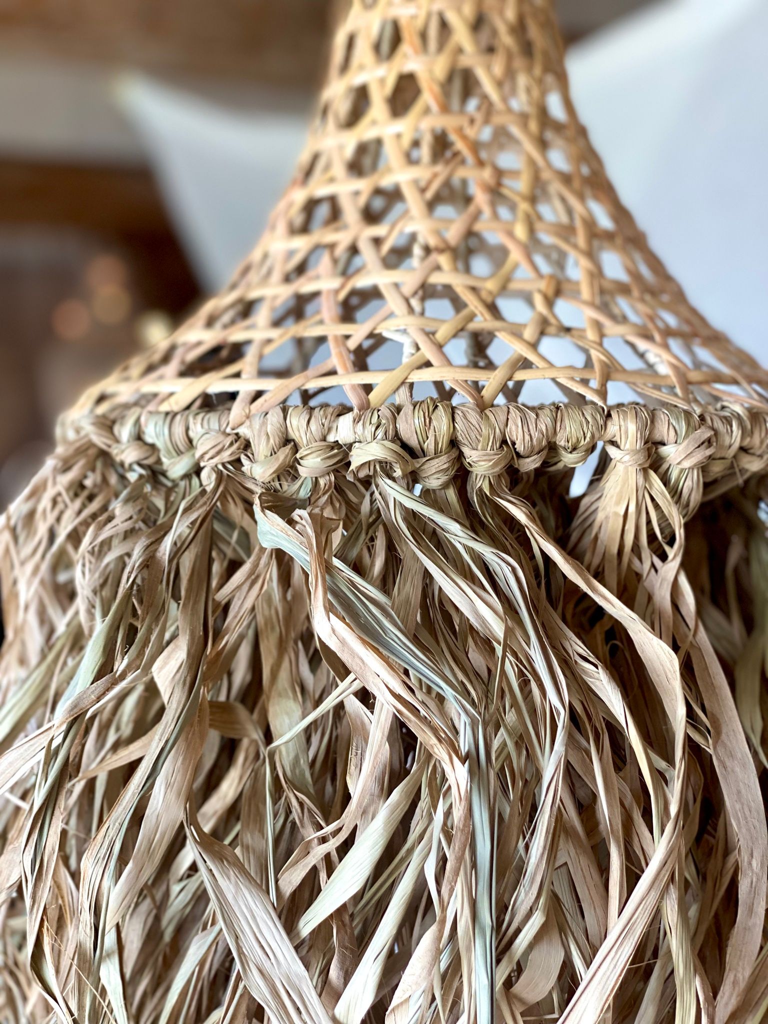 Lampskärm rotting och raffia liten