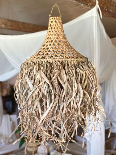Lampskärm rotting och raffia stor