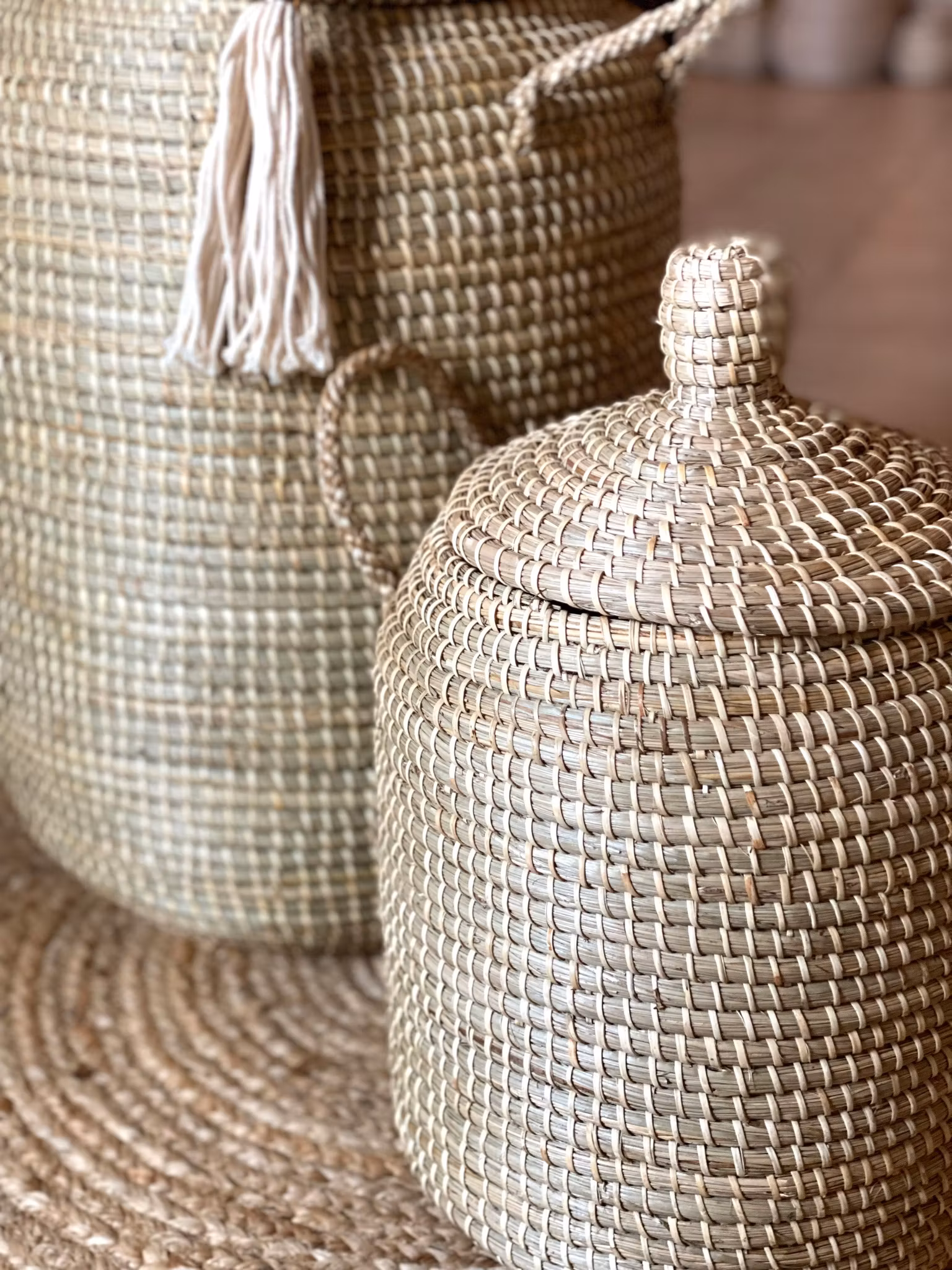 Set med 2 korgar natur oval
