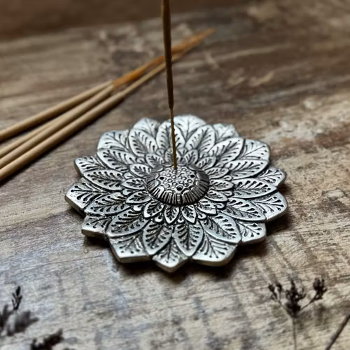 Lotus rökelsehållare fat silver