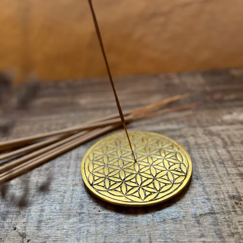 Flower of life rökelsehållare fat guld