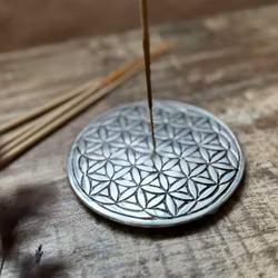 Flower of life rökelsehållare fat silver