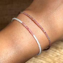 Armband med pärlor av rosa turmalin och silver 925
