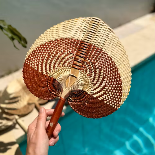 Solfjäder i palmblad terracotta