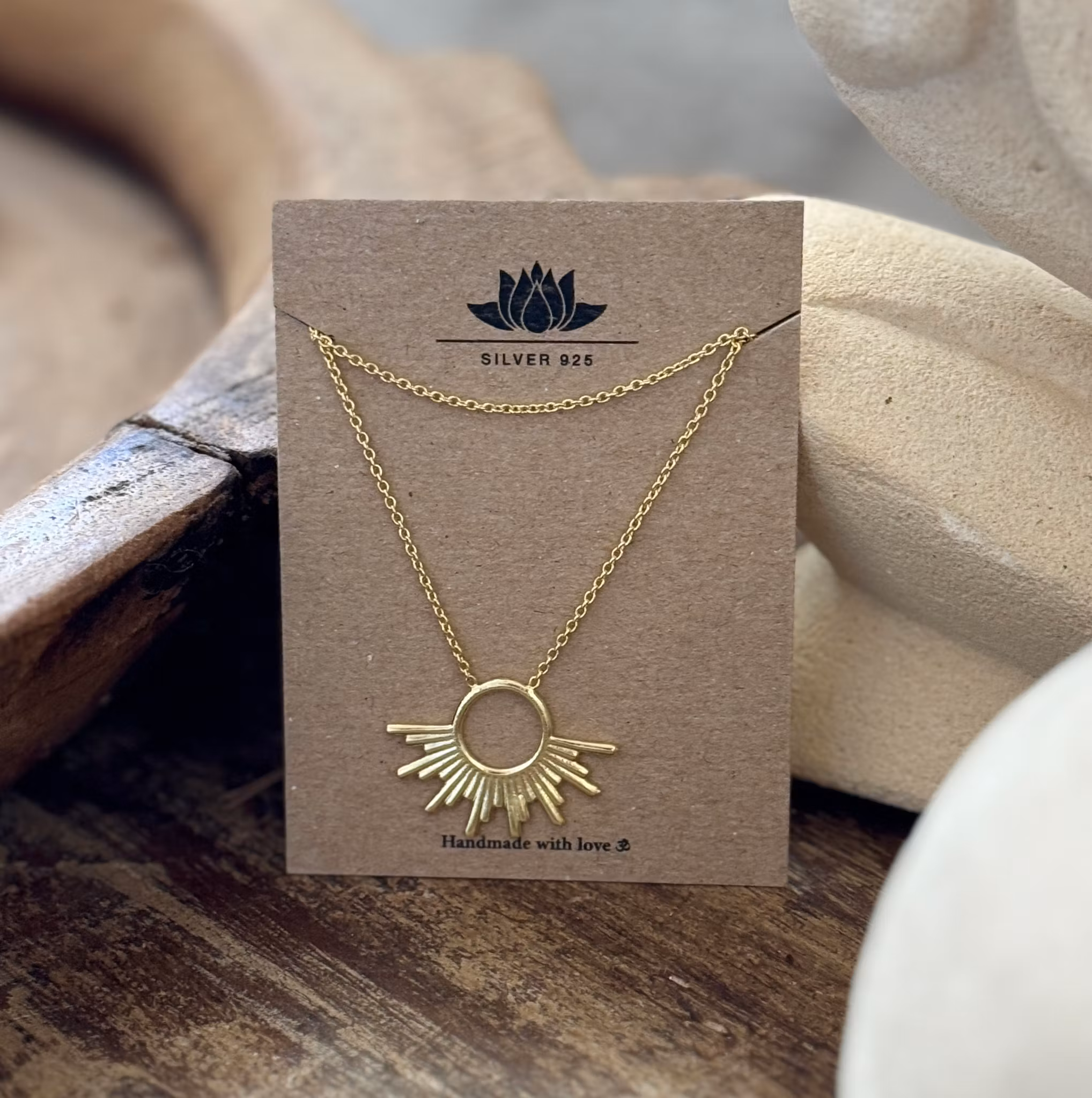 Guldpläterat halsband "Solnedgång" i silver 925