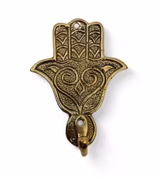 Hamsa hand fatimas hand krok i guldfärgad brons
