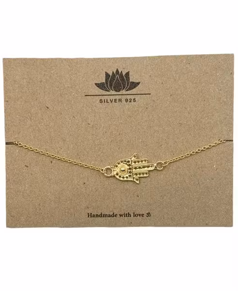 Armband guldpläterad ”fatimas hand" i silver 925