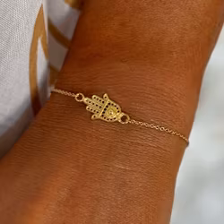 Armband guldpläterad ”fatimas hand" i silver 925