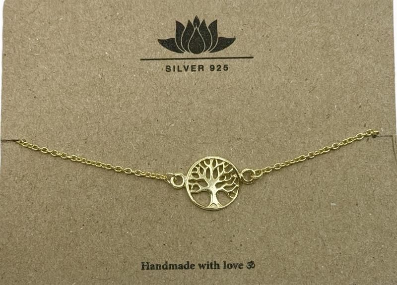 Armband guldpläterad ”livets träd" i silver 925