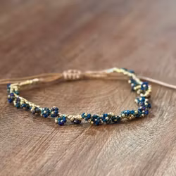 Armband blomma guld/havsblå