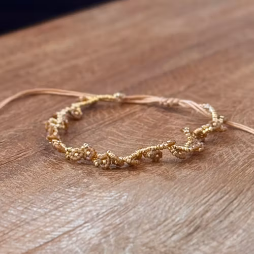 Armband blomma guld/ljusbrun