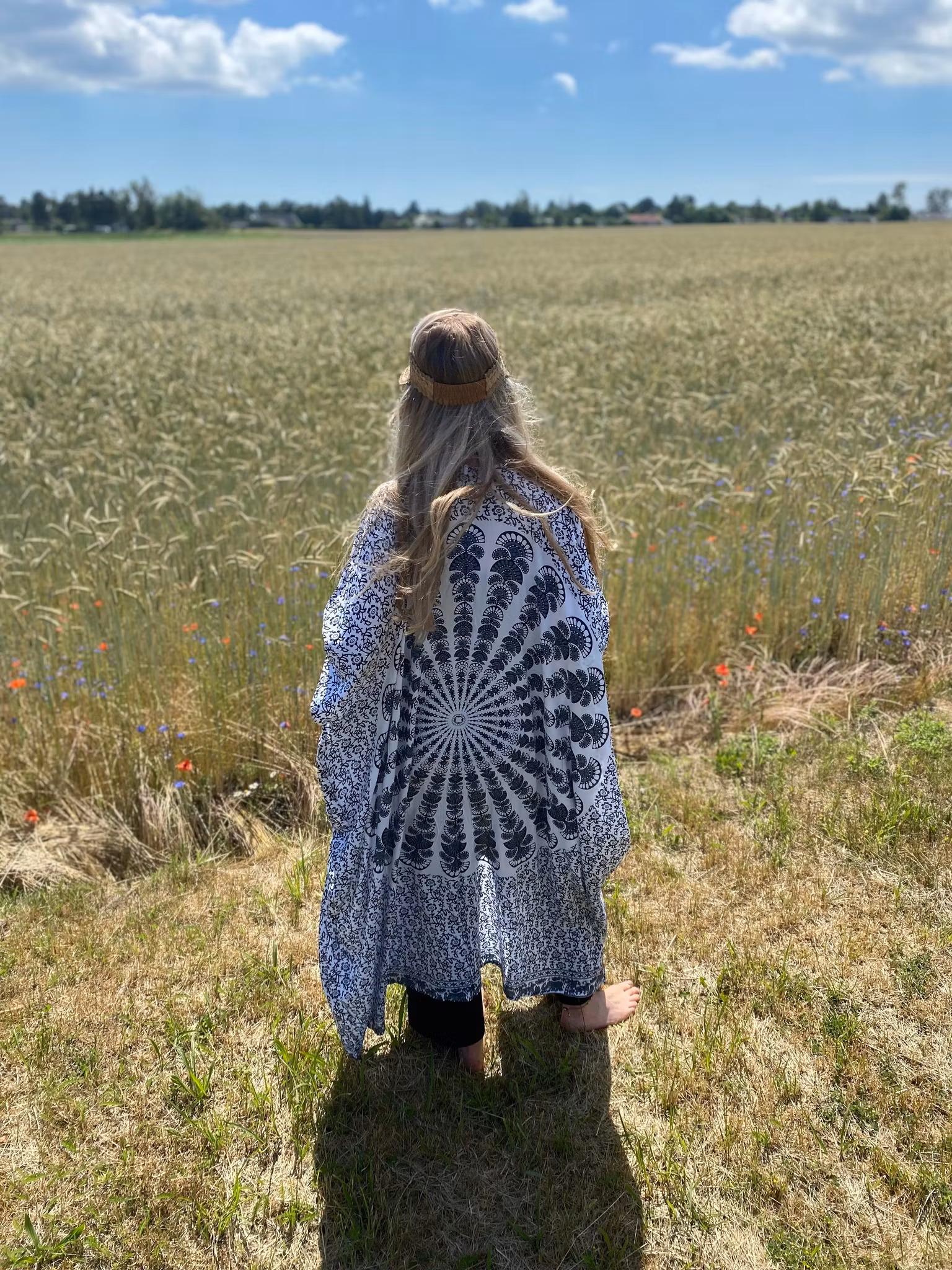 Mandala kaftan vit/svart
