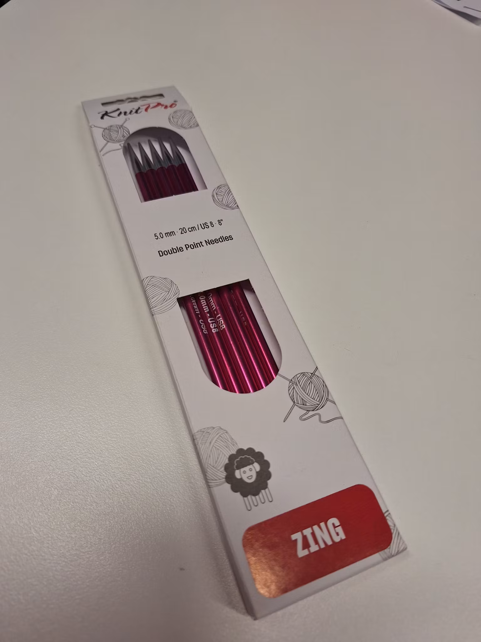 Strumpstickor Knit Pro Zing 5 mm, 20 cm