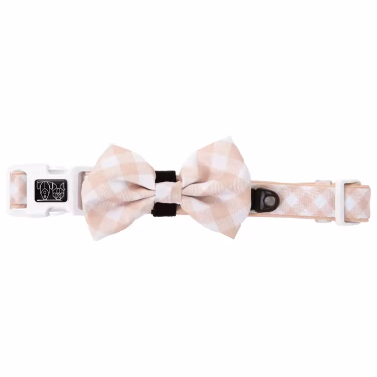 Big & Little Dogs Halsband med fluga Latte Gingham