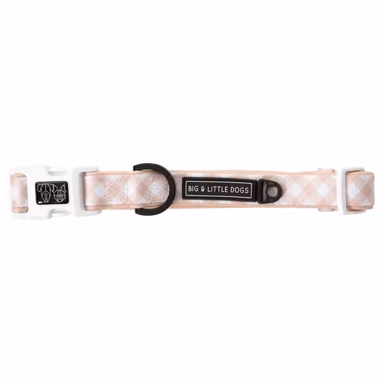 Big & Little Dogs Halsband med fluga Latte Gingham