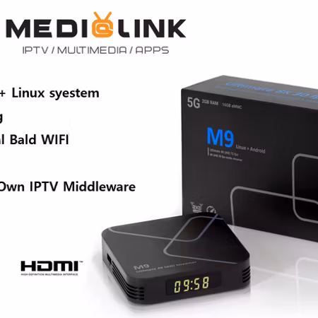 Medialink M9 IPTV ULTRA box 4K inbyggd WiFi 2,5 och 5 Ghz band USB3.0