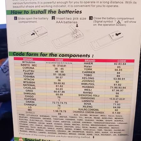 Universal fjärr till A/C värmepumpar
