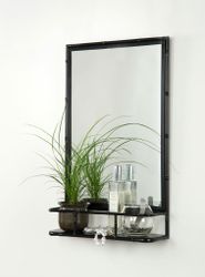 Spegelhylla Metall Bambu Svart