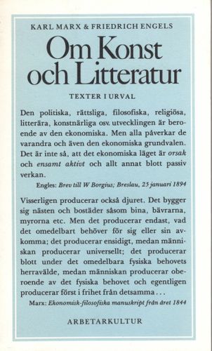 Om Konst och Litteratur. Texter i urval av Karl Marx och Friedrich Engels