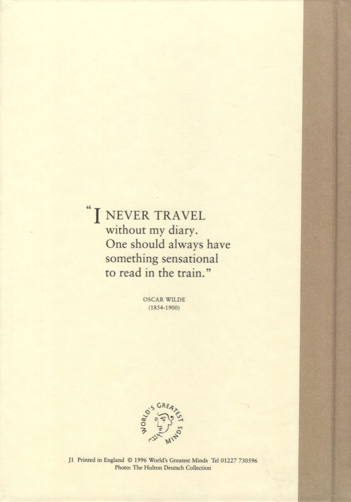 Anteckningsbok. "I have nothing to declare except my genius" av Oscar Wilde