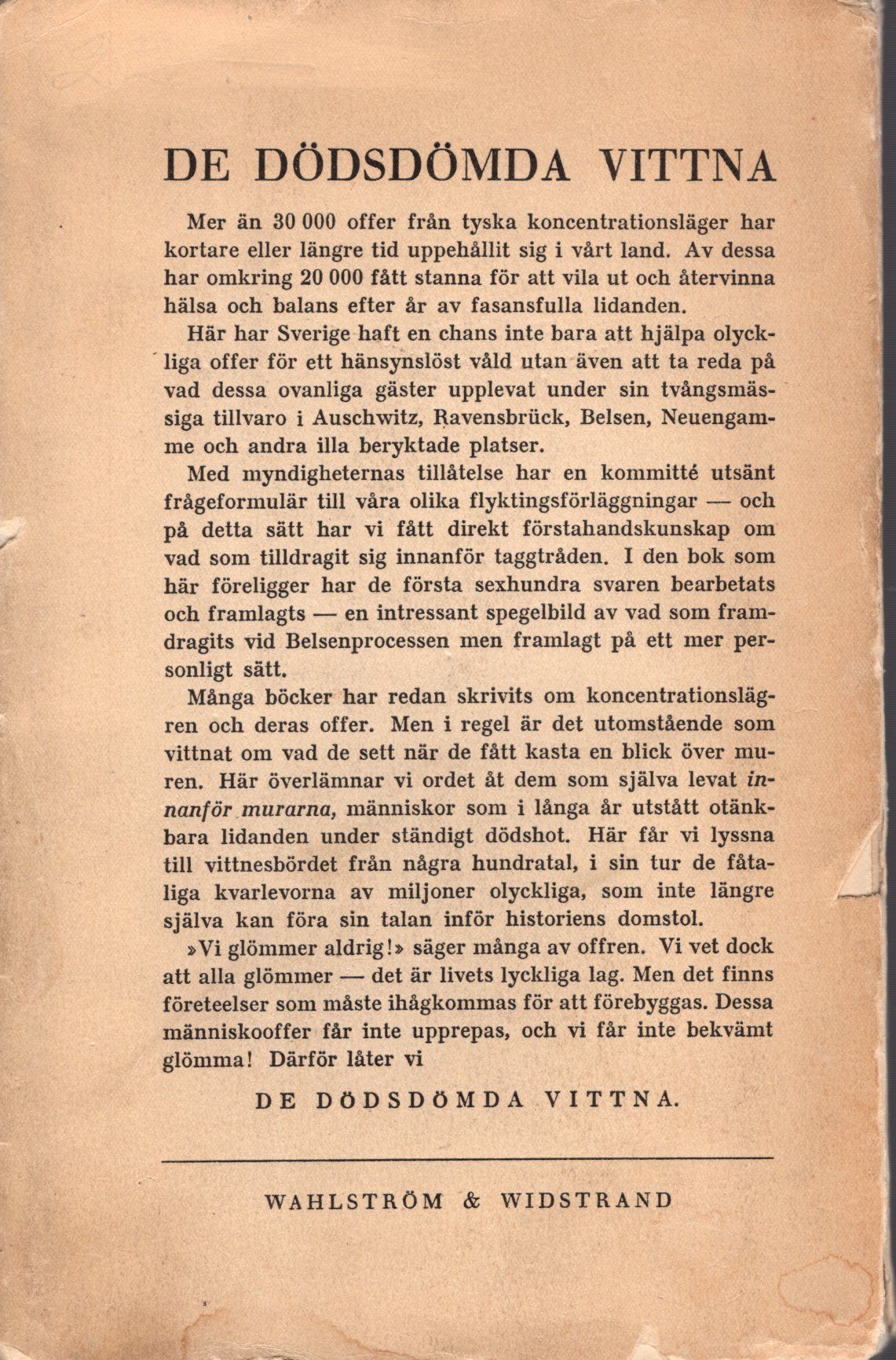 De dödsdömda vittna av Gunhild och Einar Tegen