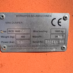 Självlastande dumper lastkap 1600kg Bernards Mashinery RCD1600