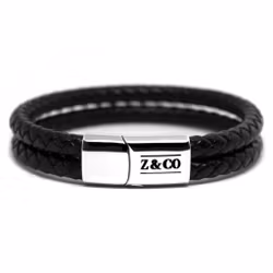 Black Silver Double Leather
