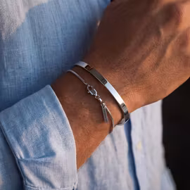 Silver Square Chain Steel Bracelet 1.5mm