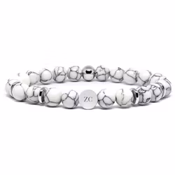 Stenarmband White Marble 8mm