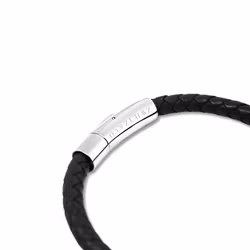 Läderarmband Black Leather Silver
